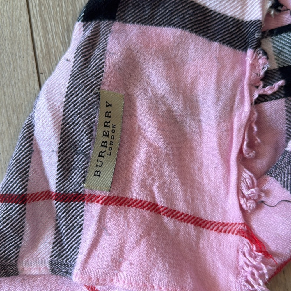 Burberry Pink and Black Tartan Scarf - Picture 2 of 6